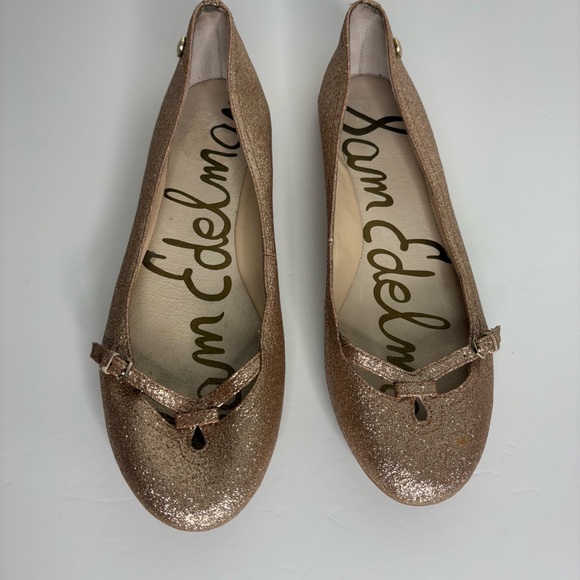 Sam Edelman Leena Ballet Flats Glittery Rose Gold Size 8.5 - Picture 5 of 12